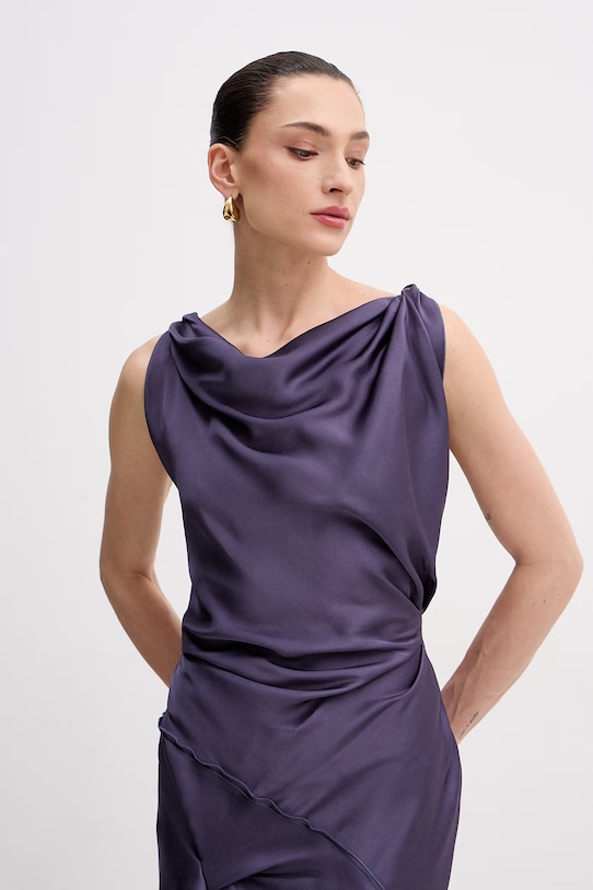 Victoria Beckham sukienka drapowana z wiskozą 1226WDR006029A fioletowy