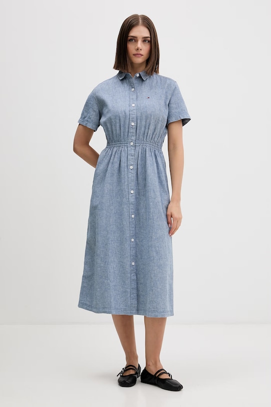 Tommy Jeans sukienka letnia jeansowa niebieski DW0DW18556