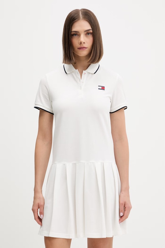 Tommy Jeans letné šaty s bavlnou béžová DW0DW22328