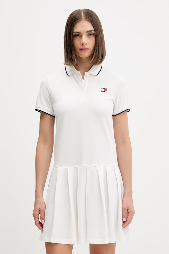 Tommy Jeans letné šaty s bavlnou béžová DW0DW22328