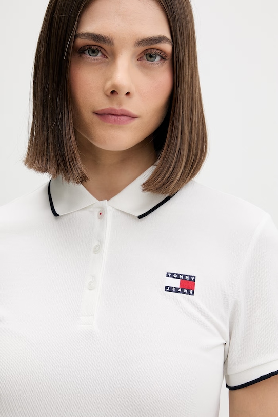 Tommy Jeans letné šaty s bavlnou béžová DW0DW22328