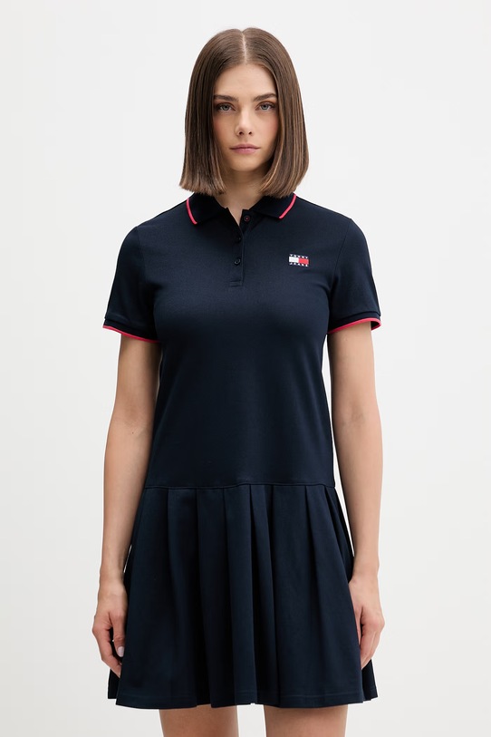 Tommy Jeans sukienka letnia z bawełną granatowy DW0DW22328