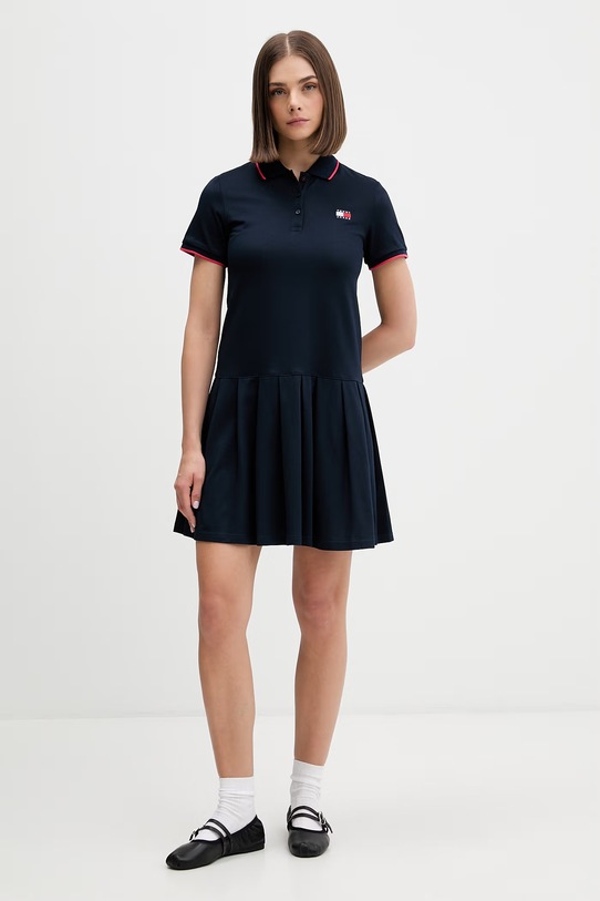 Tommy Jeans sukienka letnia z bawełną DW0DW22328 granatowy SS26