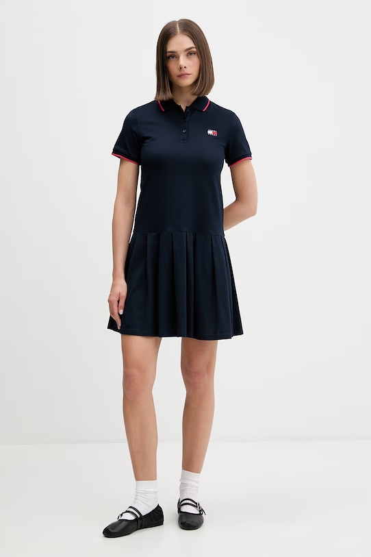 Tommy Jeans sukienka letnia z bawełną DW0DW22328 granatowy SS26