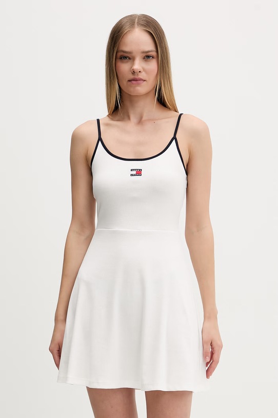 Tommy Jeans sukienka letnia bawełniana z elastanem biały DW0DW22335
