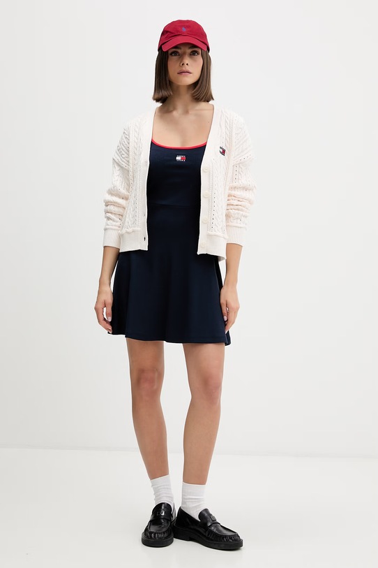 Tommy Jeans sukienka letnia bawełniana z elastanem DW0DW22335 granatowy SS26