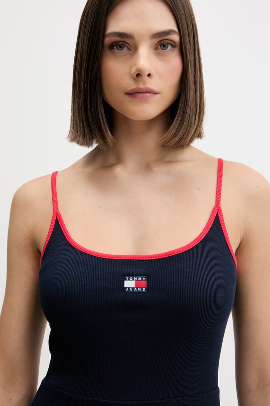 Tommy Jeans sukienka letnia bawełniana z elastanem granatowy DW0DW22335