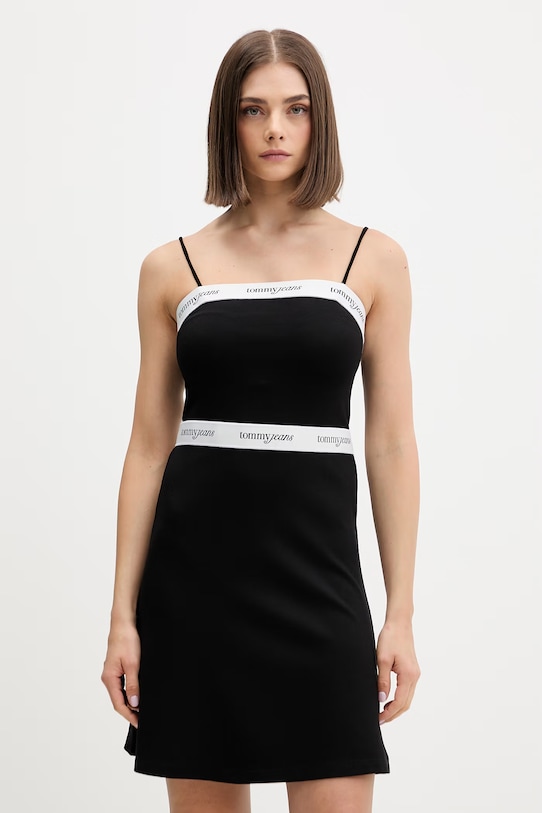 Tommy Jeans sukienka letnia z wiskozą czarny DW0DW22337