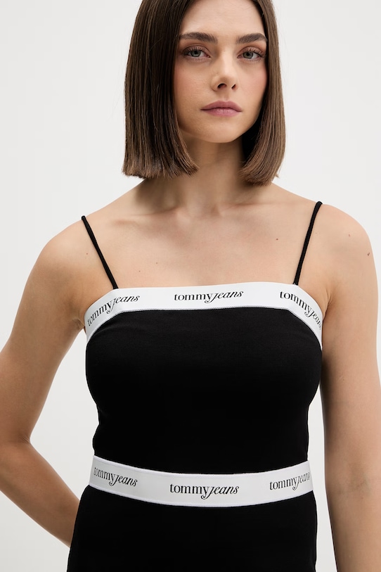 Tommy Jeans sukienka letnia z wiskozą czarny DW0DW22337