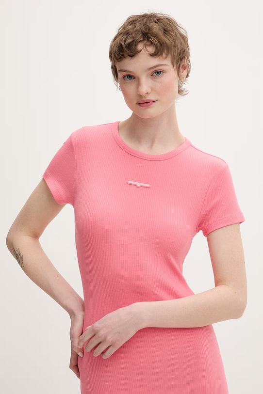 Tommy Jeans sukienka z wiskozą różowy DW0DW22339