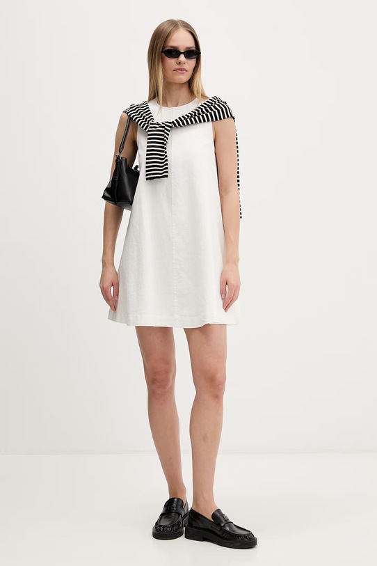 Tommy Jeans sukienka letnia z lnem DW0DW22343 biały SS26