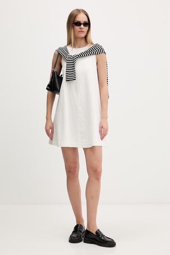 Tommy Jeans sukienka letnia z lnem DW0DW22343 biały SS26