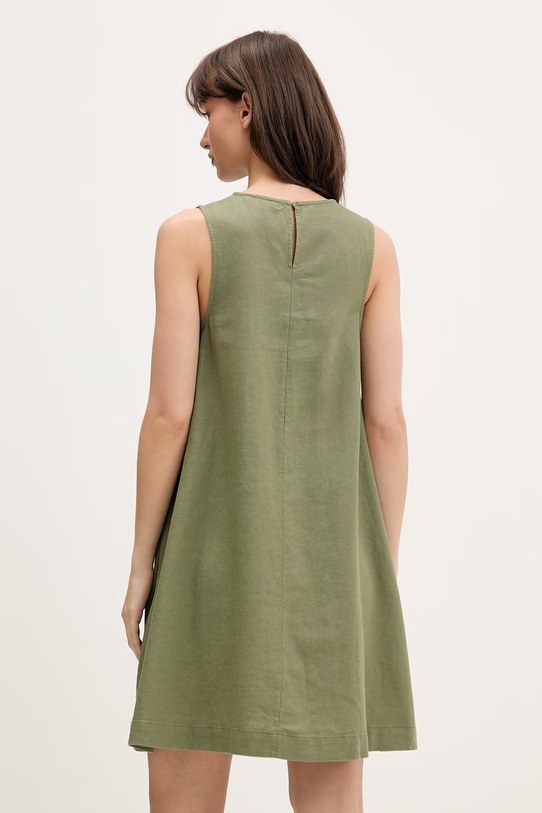 Odzież Tommy Jeans sukienka letnia z lnem DW0DW22343 zielony