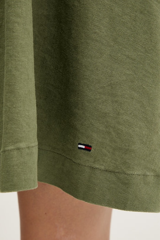 Tommy Jeans sukienka letnia z lnem DW0DW22343 zielony