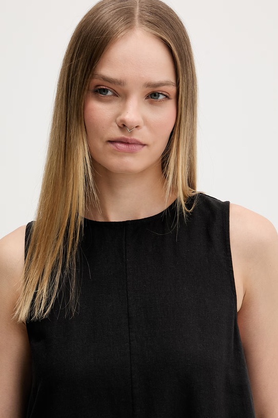 Tommy Jeans sukienka letnia z lnem czarny DW0DW22343