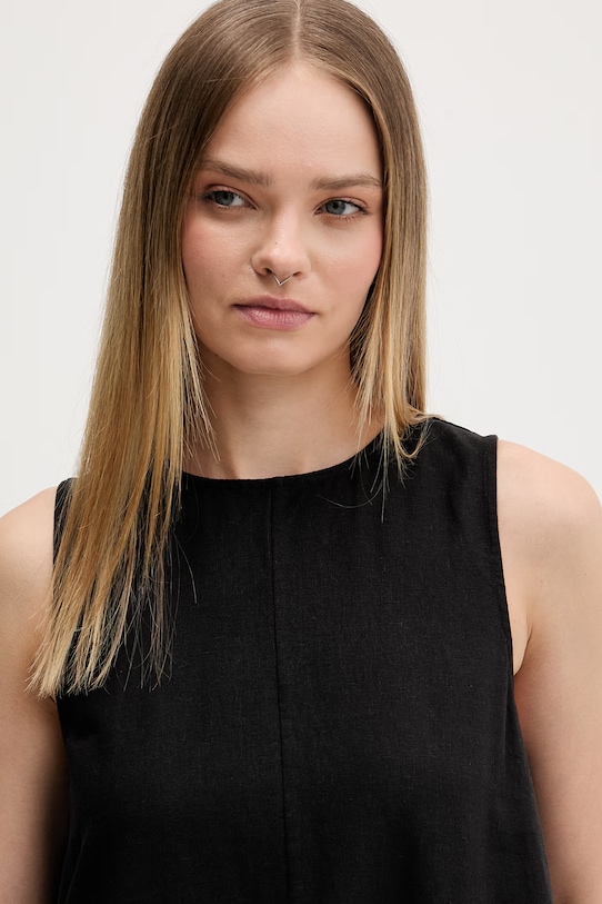 Tommy Jeans sukienka letnia z lnem czarny DW0DW22343