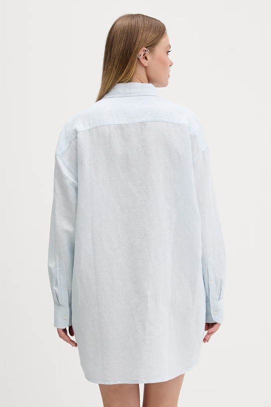 Tommy Jeans sukienka koszulowa z lnem DW0DW22344 niebieski SS26