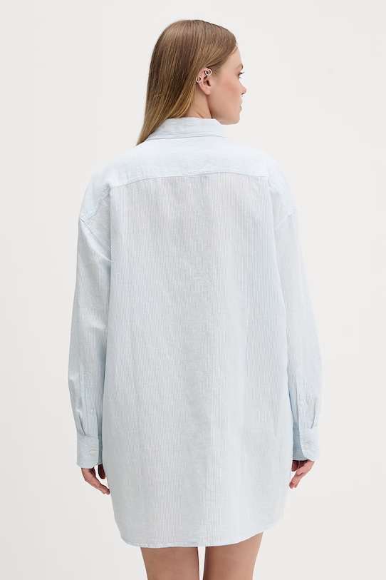 Tommy Jeans sukienka koszulowa z lnem DW0DW22344 niebieski SS26