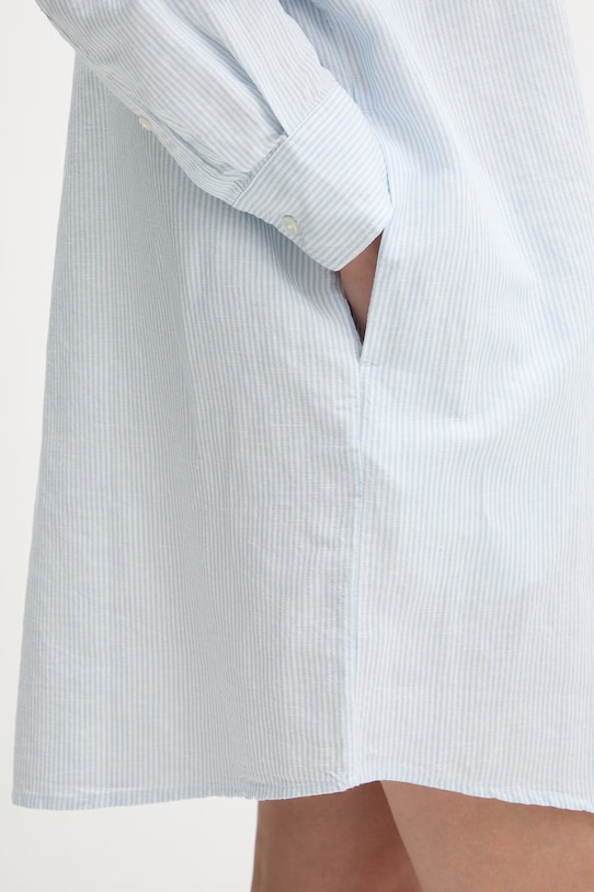 Tommy Jeans sukienka koszulowa z lnem niebieski DW0DW22344