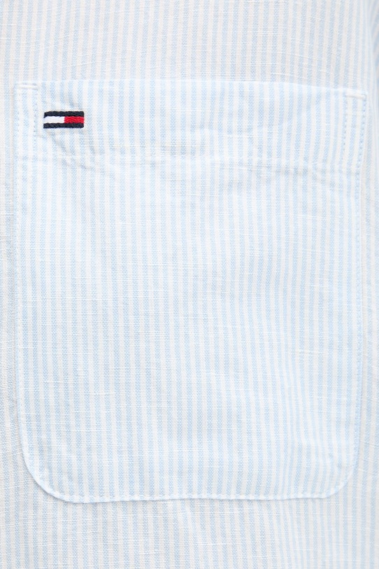 Tommy Jeans sukienka koszulowa z lnem DW0DW22344 niebieski