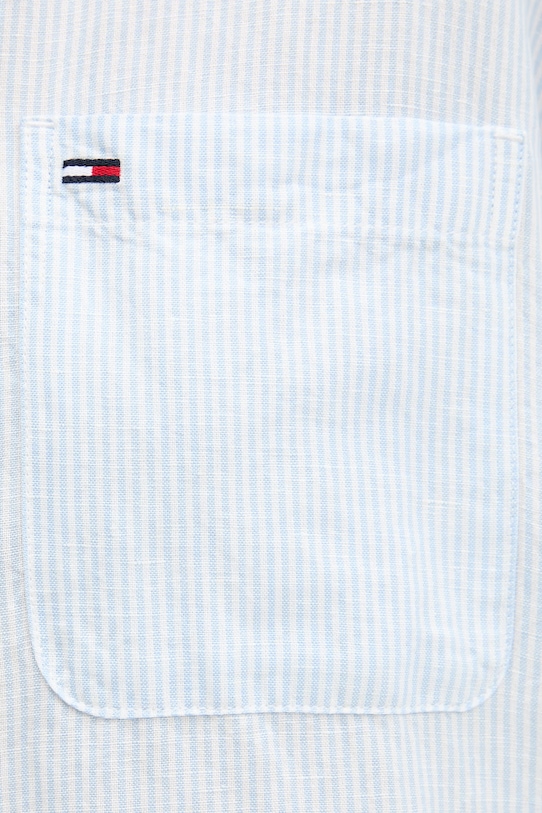 Tommy Jeans sukienka koszulowa z lnem DW0DW22344 niebieski