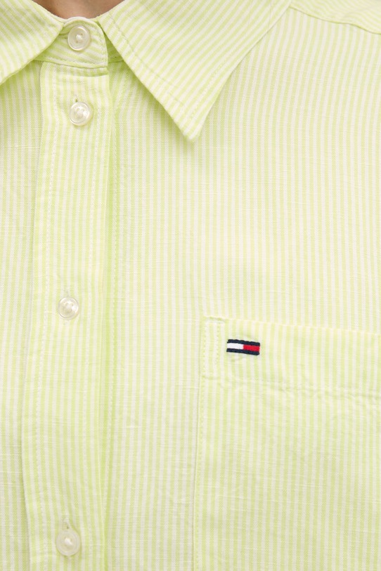 Tommy Jeans σεμιζιέ με λινό DW0DW22344 πράσινο