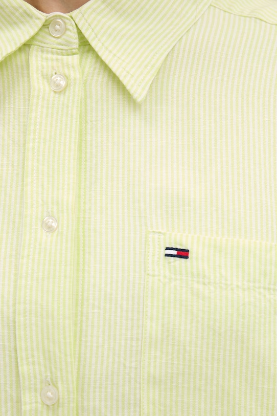 Tommy Jeans haljina u stilu košulje s lanom DW0DW22344 zelena