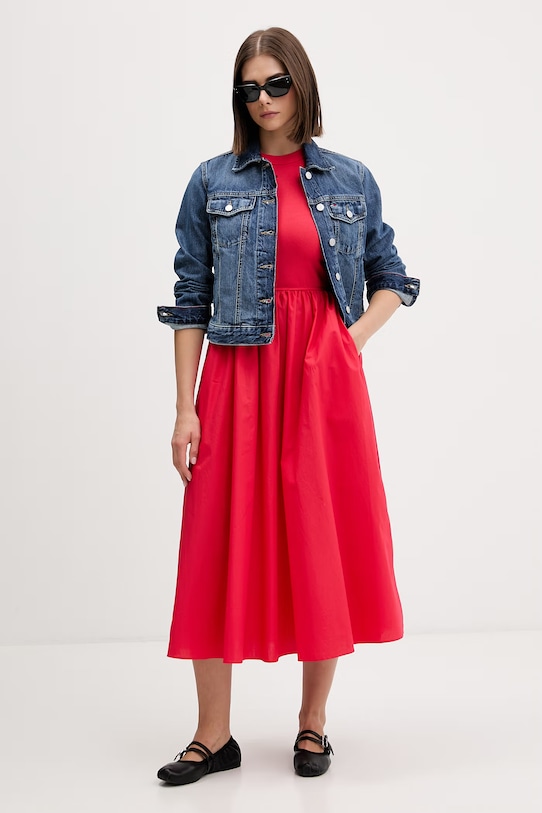 Tommy Jeans sukienka letnia bawełniana z elastanem DW0DW22593 czerwony SS26