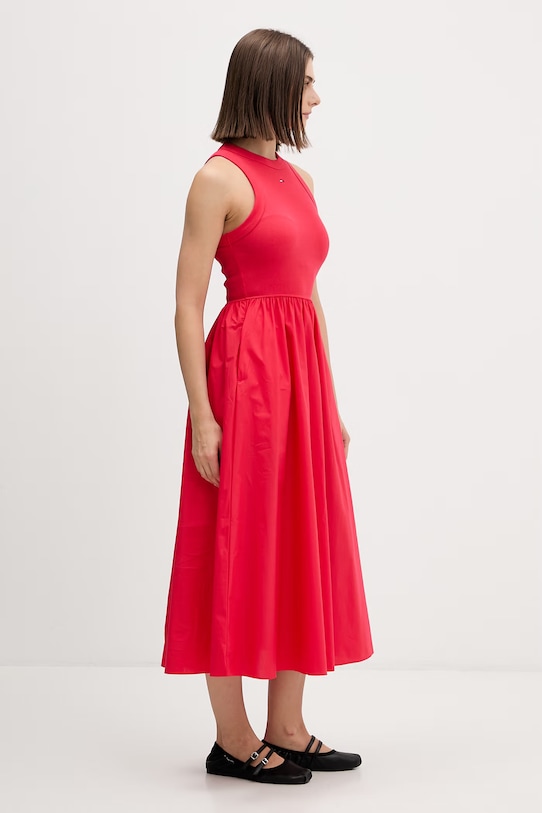 Tommy Jeans sukienka letnia bawełniana z elastanem czerwony DW0DW22593