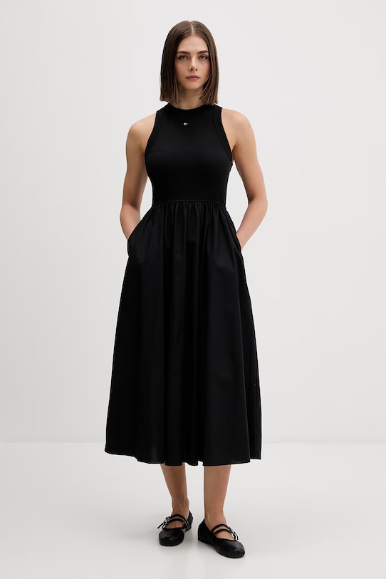 Tommy Jeans sukienka letnia bawełniana z elastanem czarny DW0DW22593