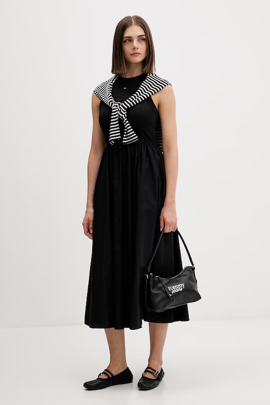 Tommy Jeans sukienka letnia bawełniana z elastanem DW0DW22593 czarny SS26
