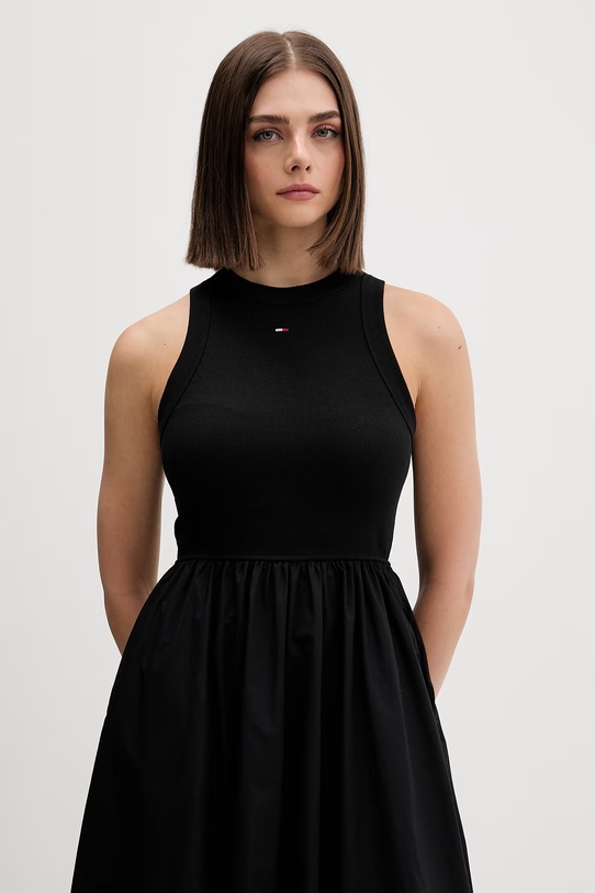 Tommy Jeans sukienka letnia bawełniana z elastanem czarny DW0DW22593