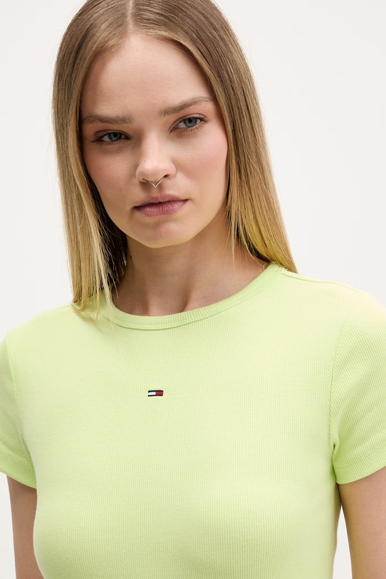 Tommy Jeans sukienka bodycon bawełniana z elastanem zielony DW0DW22613