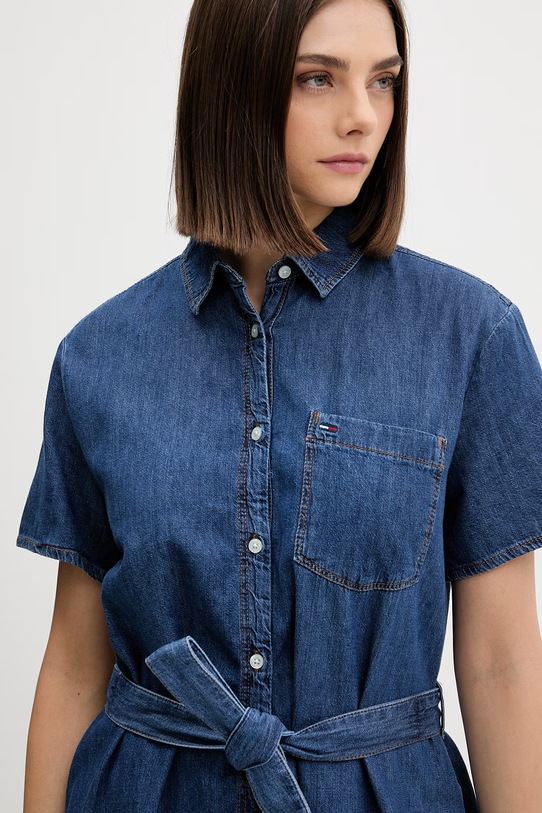 Tommy Jeans sukienka bawełniana niebieski DW0DW22787