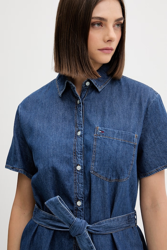 Tommy Jeans sukienka bawełniana niebieski DW0DW22787