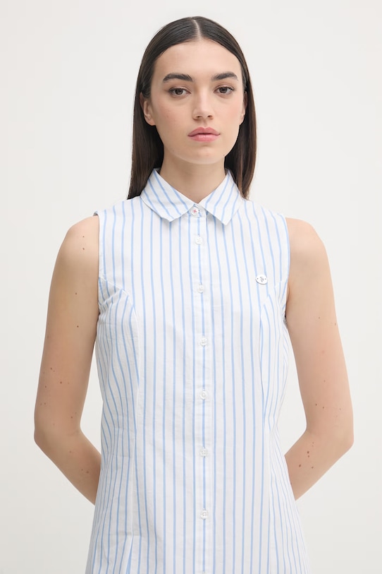 U.S. Polo Assn. šaty bavlnené SLEEVELESS TIE-BACK MIDI modrá WUP2254