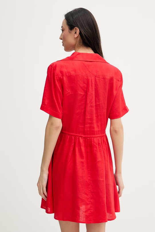 Odjeća Tommy Hilfiger ljetna haljina od lana WW0WW48950 crvena