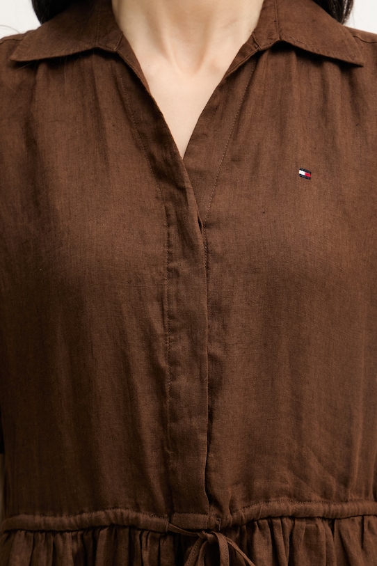 Tommy Hilfiger vestito d'estate in lino WW0WW48950 marrone