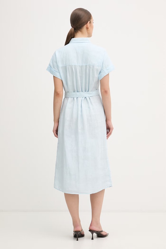 Odjeća Tommy Hilfiger ljetna haljina od lana WW0WW49641 plava