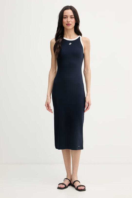 Tommy Hilfiger haljina s pamukom mornarsko plava WW0WW48740