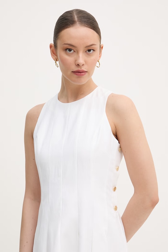 Tommy Hilfiger sukienka z lnem beżowy WW0WW49055