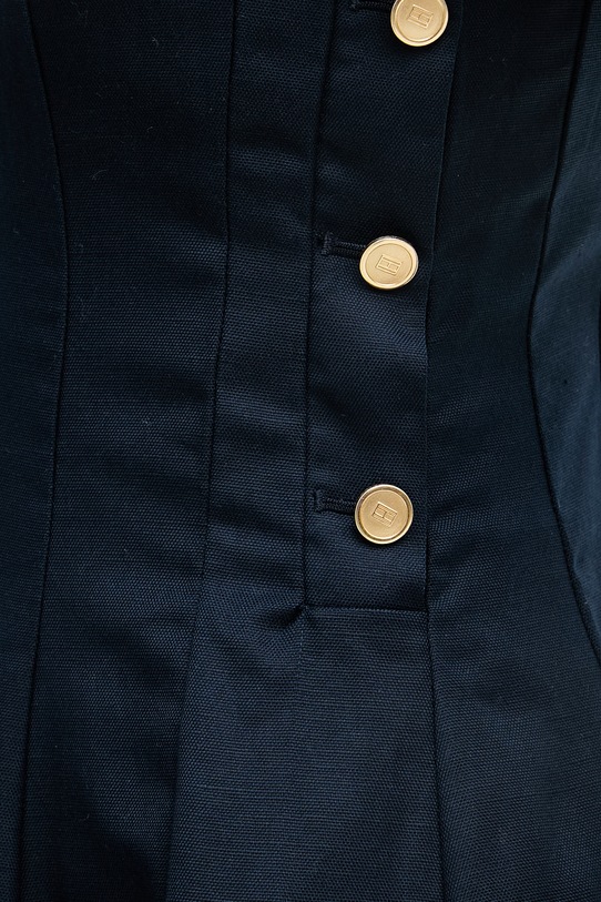 Tommy Hilfiger šaty s ľanom WW0WW49055 tmavomodrá