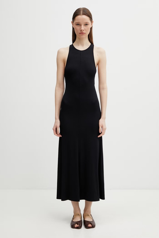 Maison Kitsuné sukienka gładka czarny QW01652KA0034