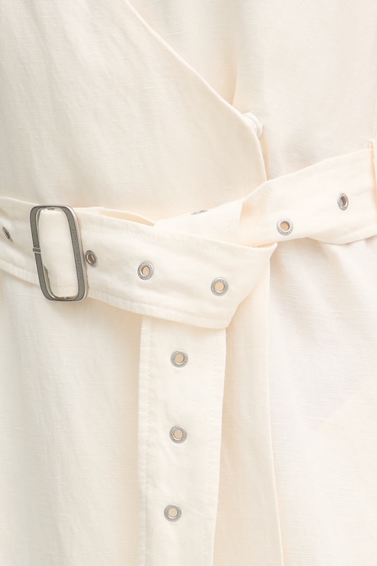 Tommy Hilfiger šaty se lnem WW0WW48951 béžová