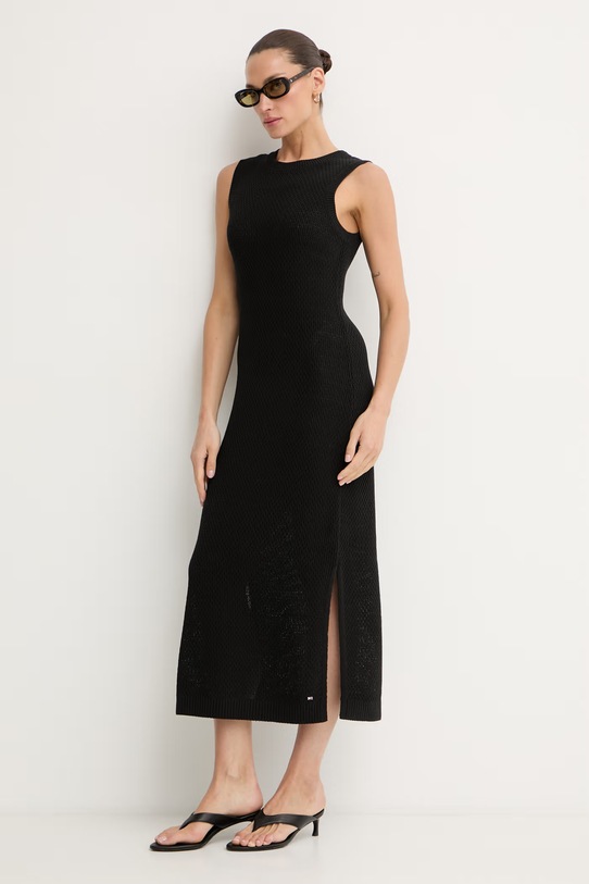 Tommy Hilfiger šaty s bavlnou WW0WW50723 čierna SS26