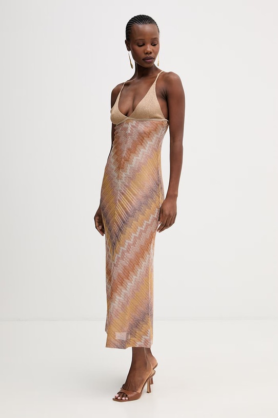 Missoni sukienka DS26SG28.BR014S pomarańczowy SS26