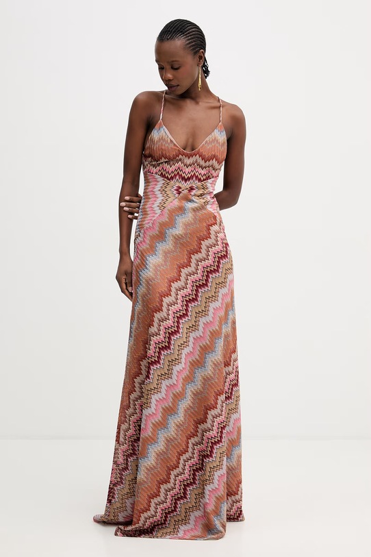 Missoni sukienka DS26SG29.BR014T pomarańczowy SS26