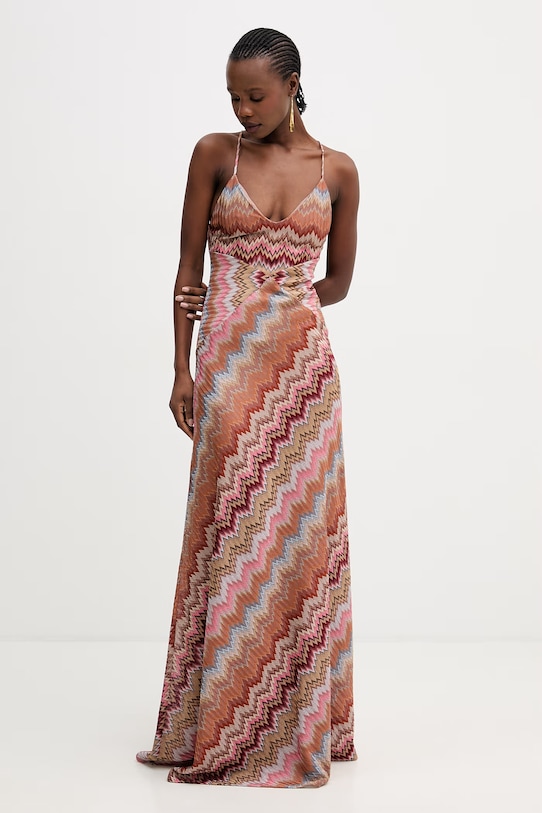 Missoni sukienka DS26SG29.BR014T pomarańczowy SS26