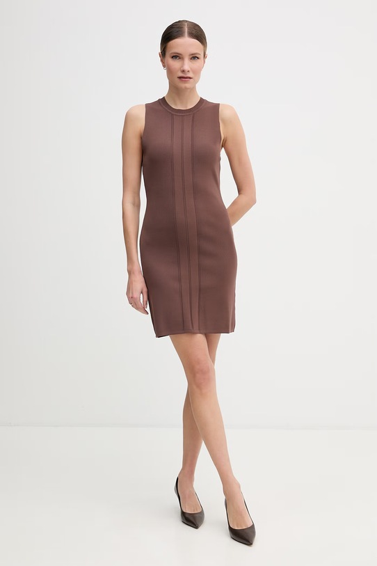 Gaudi sukienka z wiskozą 611FD13005 brązowy SS26