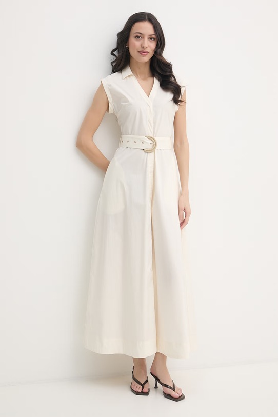 Gaudi sukienka koszulowa bawełniana 611FD15006 beżowy SS26